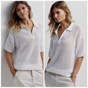 Varley Clayton Polo in White Short-Sleeve Size Medium